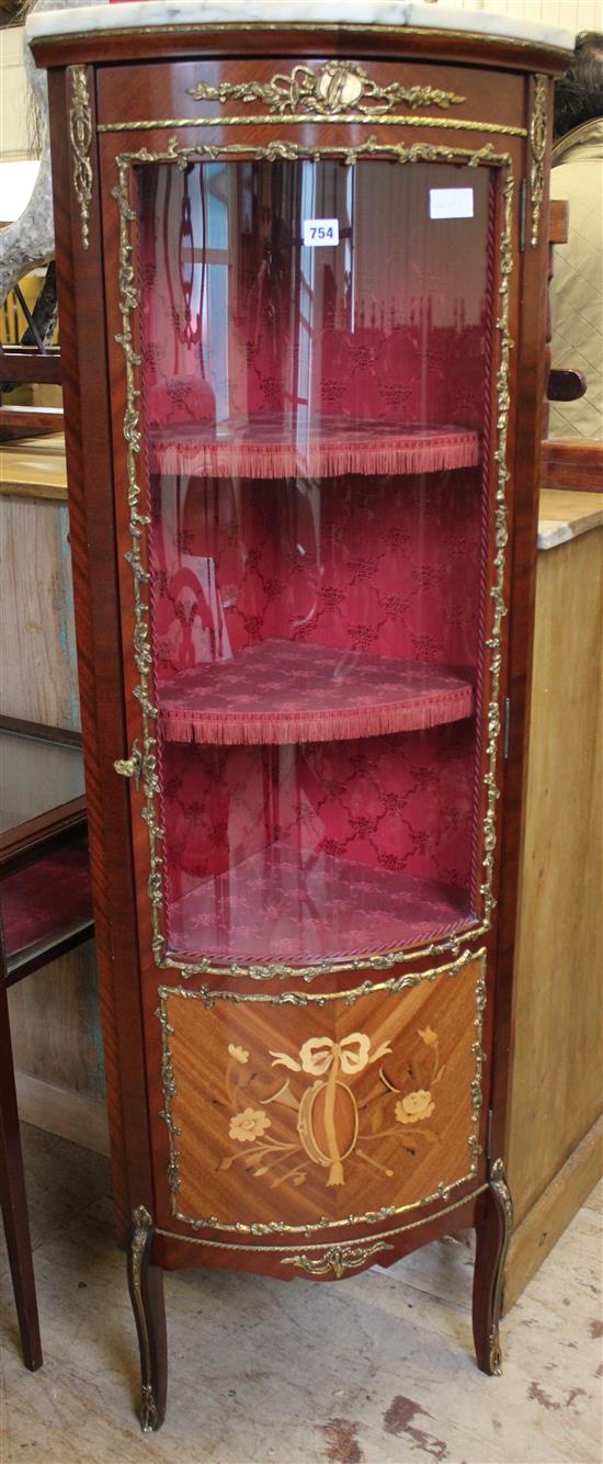 Marble top cylinder corner display cabinet